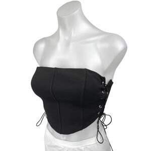 Princess Polly Black Sleeveless Strapless Bandeau Corset Cami Crop Tank Top Sz 6